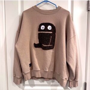 GROUNDWORK Rare Monster Beige Cotton Men's Sweatshirt LARGE Paintings By ZO 2022